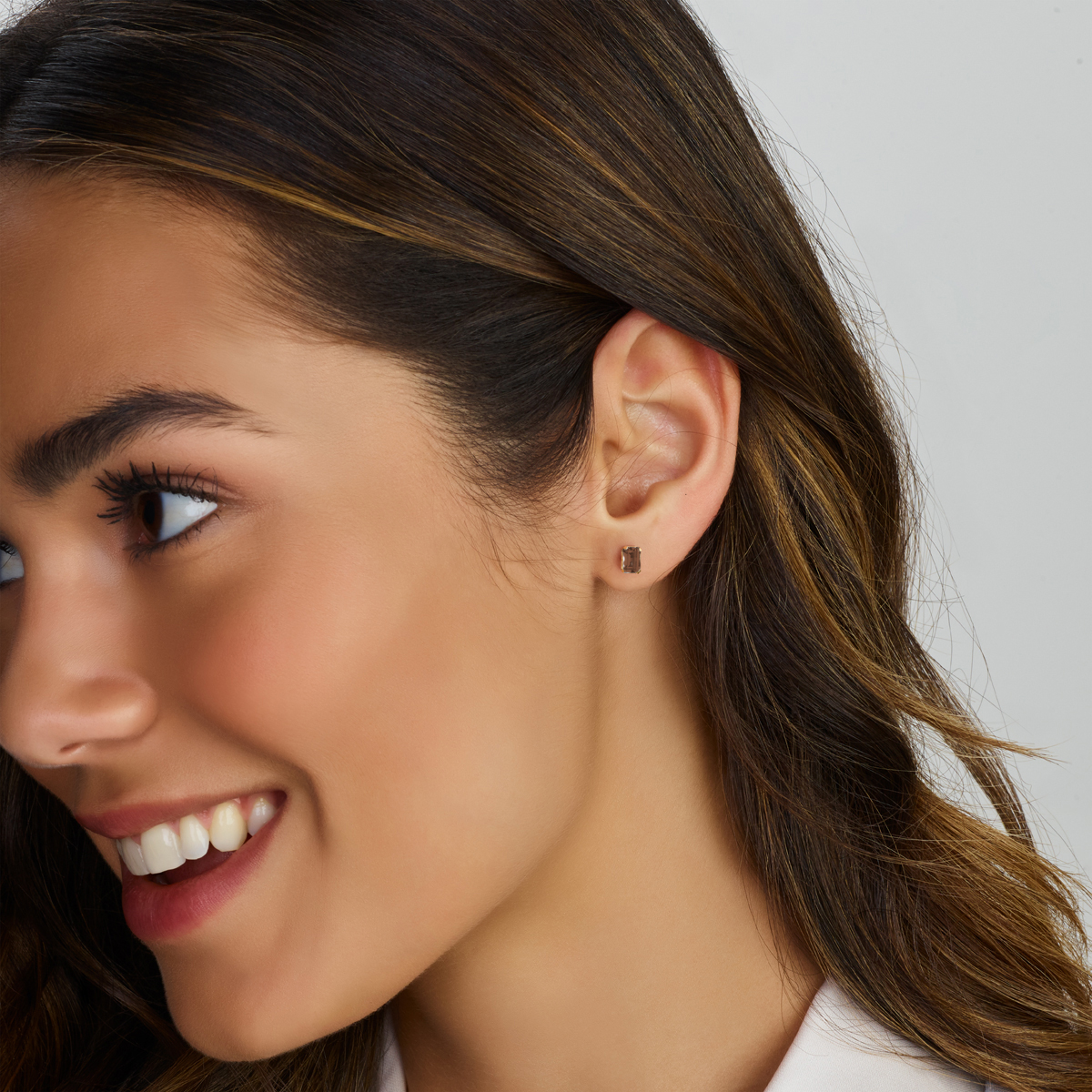 oorknoppen rookkwarts 14K geelgoud - Afbeelding 2