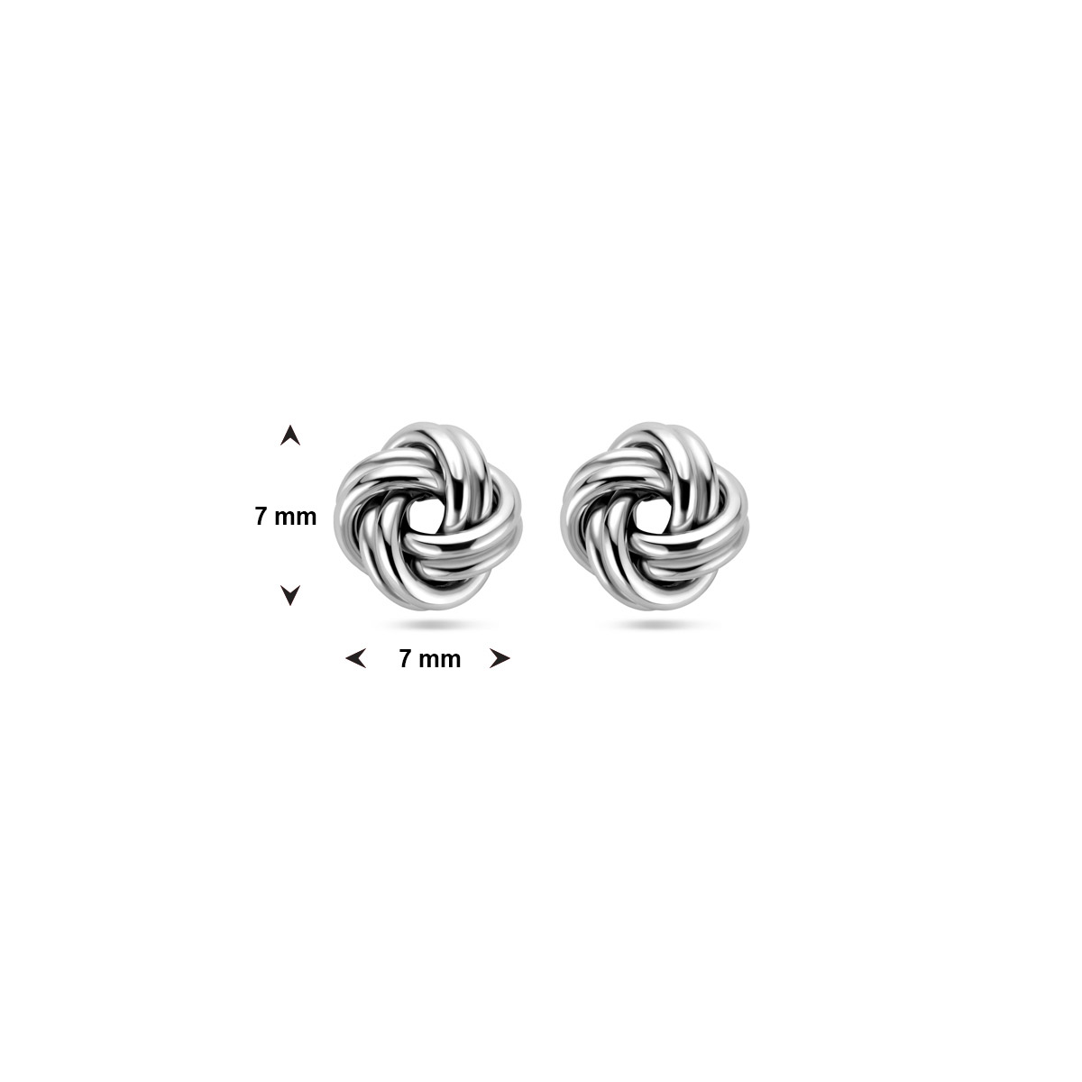 oorknoppen knoop 7 mm zilver gerhodineerd - Afbeelding 4
