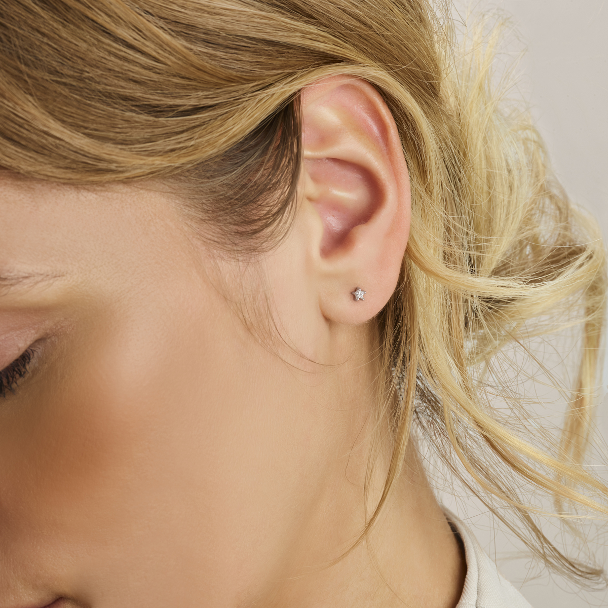 oorknoppen ster zirkonia 3,5 mm zilver gerhodineerd - Afbeelding 2