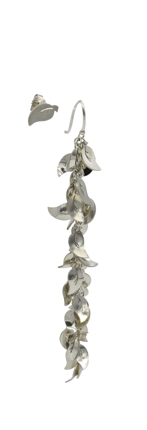 Zilveren oorhanger en oorsteker - Sparkle Leafs