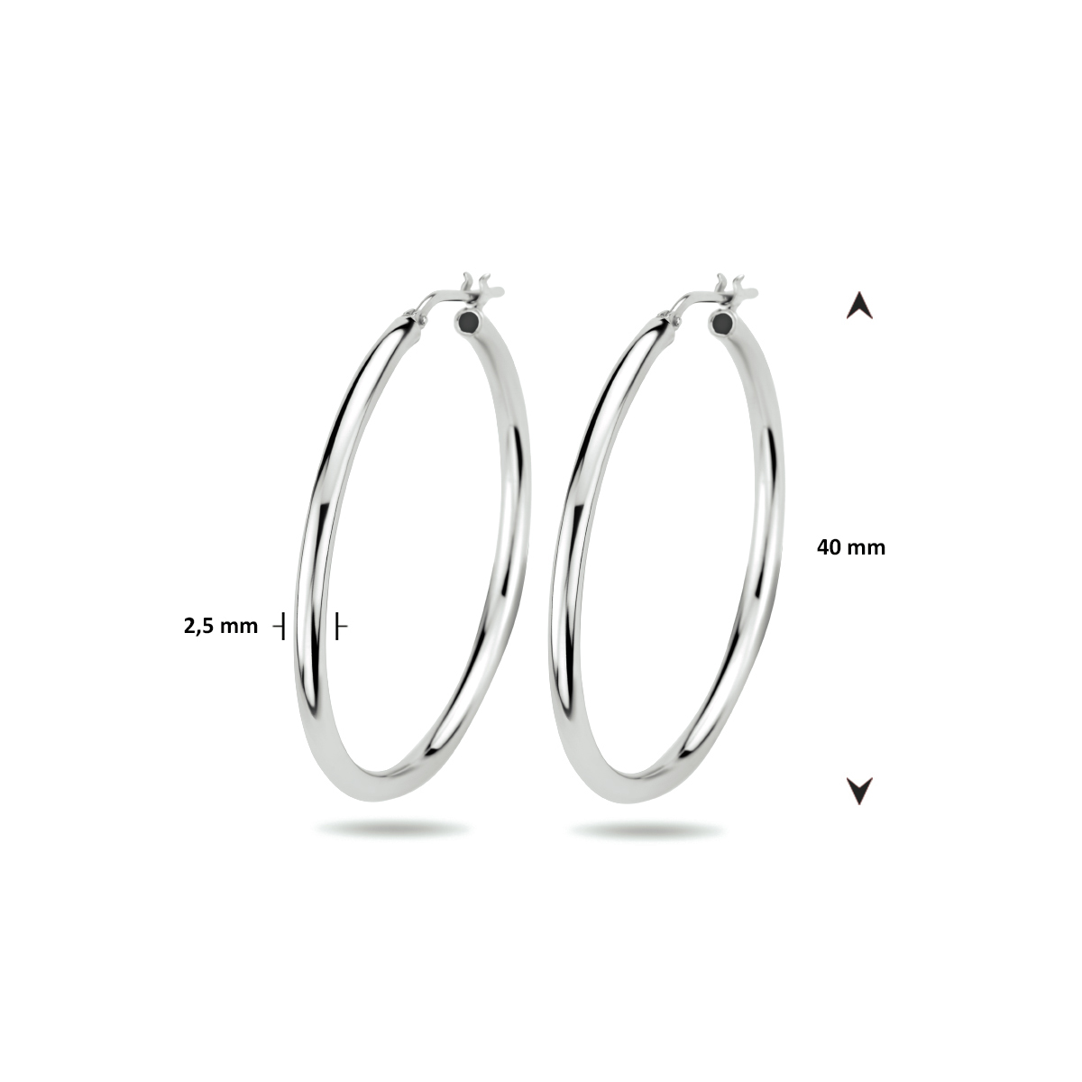 oorringen 2,5 mm ronde buis zilver gerhodineerd - Afbeelding 4