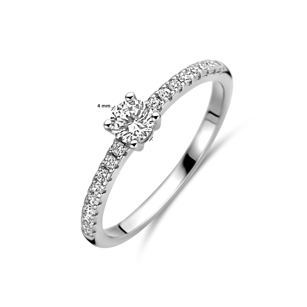 ring zirkonia zilver gerhodineerd - Afbeelding 4