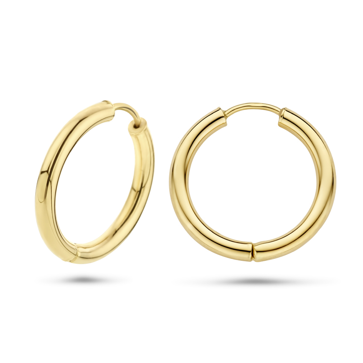 klapoorringen 2,5 mm ronde buis 14K geelgoud - Afbeelding 4