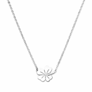 collier klaver 41 + 4 cm zilver gerhodineerd