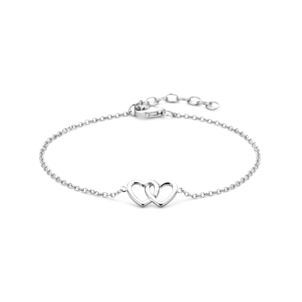 armband hart 15,5 + 2,5 cm zilver gerhodineerd