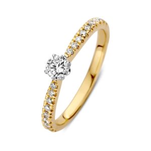 Bicolor ring met lab grown diamant 0,47 crt