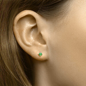 oorknoppen smaragd 14K geelgoud