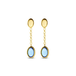 oorhangers london blue topaas 26 mm 14K geelgoud