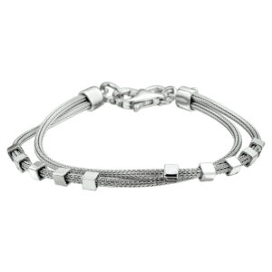 armband blokjes 18 + 2,5 cm zilver gerhodineerd