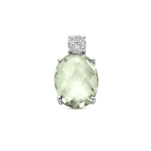 hanger groen amethist en zirkonia 13 mm zilver gerhodineerd