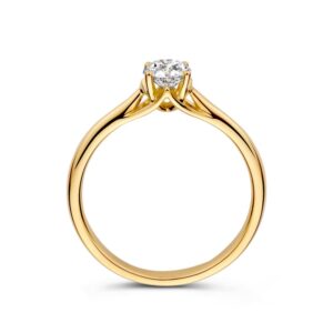 Geelgouden solitairring met diamant