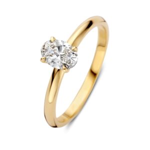 Geelgouden ring met lab grown diamant 0,50 crt