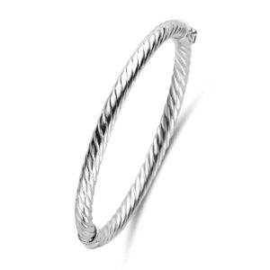 bangle gedraaid 5 mm 60 mm zilver gerhodineerd