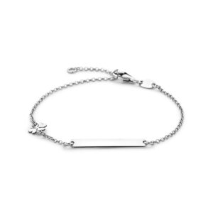 graveerarmband klavertje en plaat 3,5 mm 14 - 16 cm zilver gerhodineerd