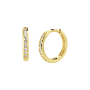 klapoorringen zirkonia 14K geelgoud