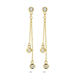 oorhangers zirkonia 35 mm 14K geelgoud