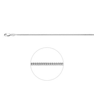 collier gourmette 4 zijdes geslepen 1,6 mm zilver gerhodineerd