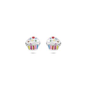oorknoppen cupcake zilver gerhodineerd