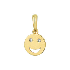 hanger smiley zirkonia 14K geelgoud