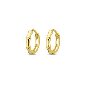 Geelgouden bamboe klapoorringen van 9,5mm