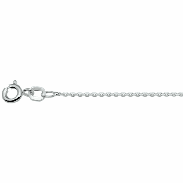 collier anker gediamanteerd 1,1 mm zilver wit