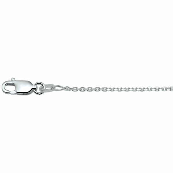 collier anker gediamanteerd 1,3 mm zilver wit