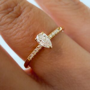 Geelgouden ring met lab grown diamant 0,25 crt
