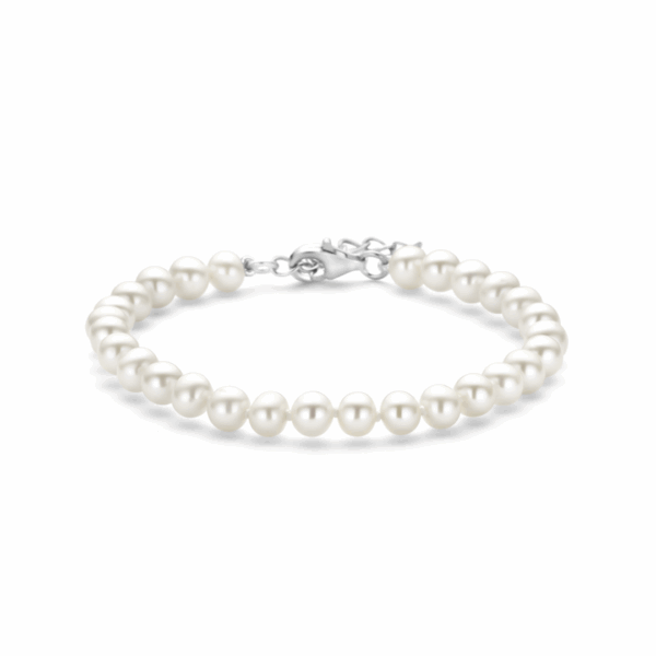 armband parel 5,5 mm 18 + 3 cm zilver gerhodineerd