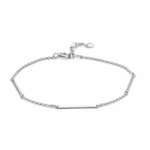 armband balkjes 1,6 mm 15,5 + 2,5 mm zilver gerhodineerd