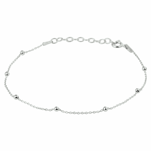 armband bolletjes 2,0 mm 16 + 3 cm zilver gerhodineerd