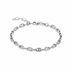 armband marine ronde buis 4,0 mm 16 + 3 cm zilver gerhodineerd