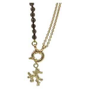Gouden collier met rookkwarts