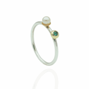 Bicolor aanschuifring smaragd