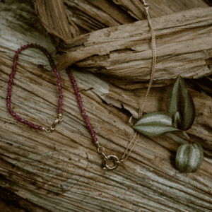 Gouden collier met robijn