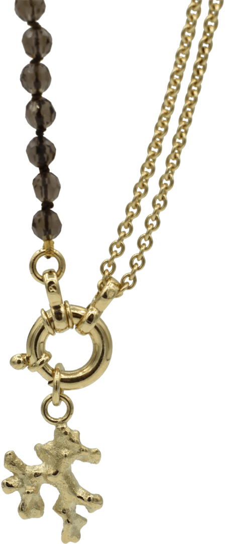 Gouden collier met rookkwarts
