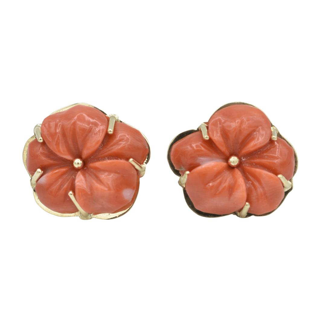 Gouden koraal oorstekers bloem