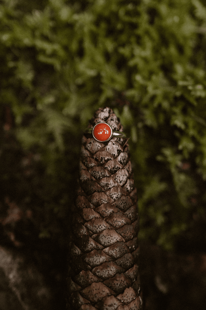 Gouden ring met bloedkoraal