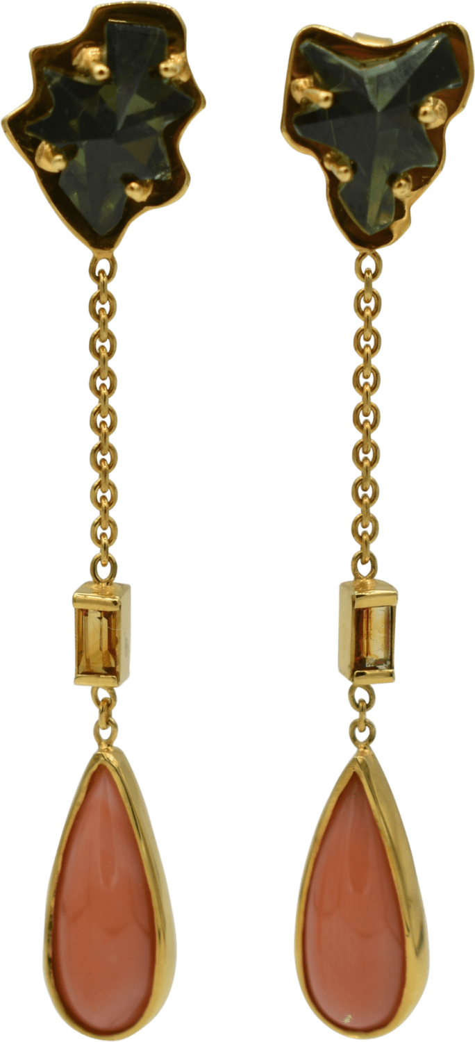 Geelgouden oorhangers - stardust