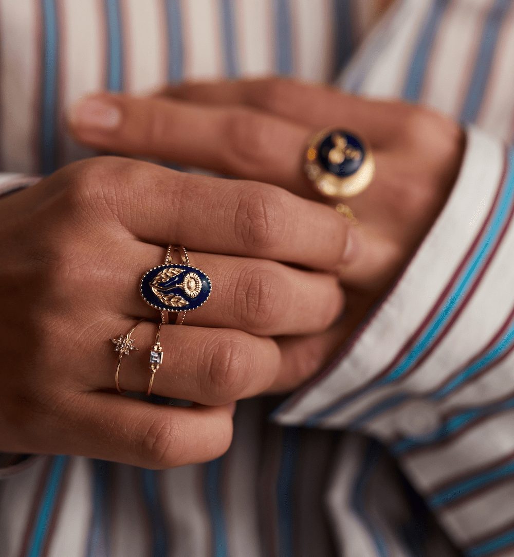 Purple Honeysuckle Ring 14K