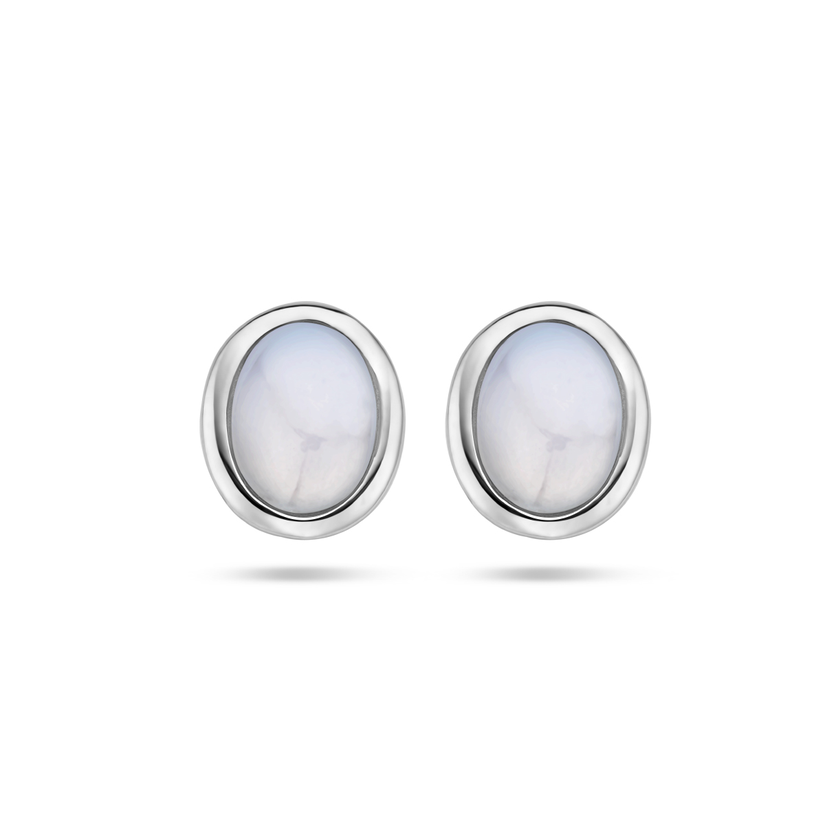 oorknoppen wit chalcedoon zilver gerhodineerd