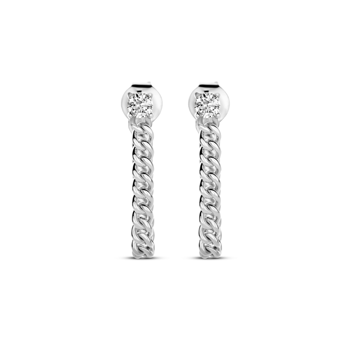 oorknoppen zirkonia zilver gerhodineerd