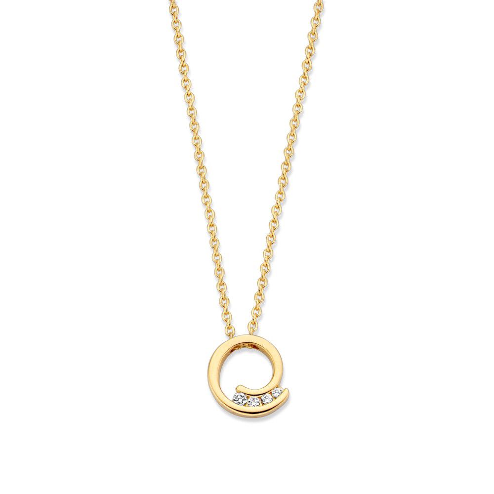 Geelgouden collier met diamant 0,03 crt - Afbeelding 2