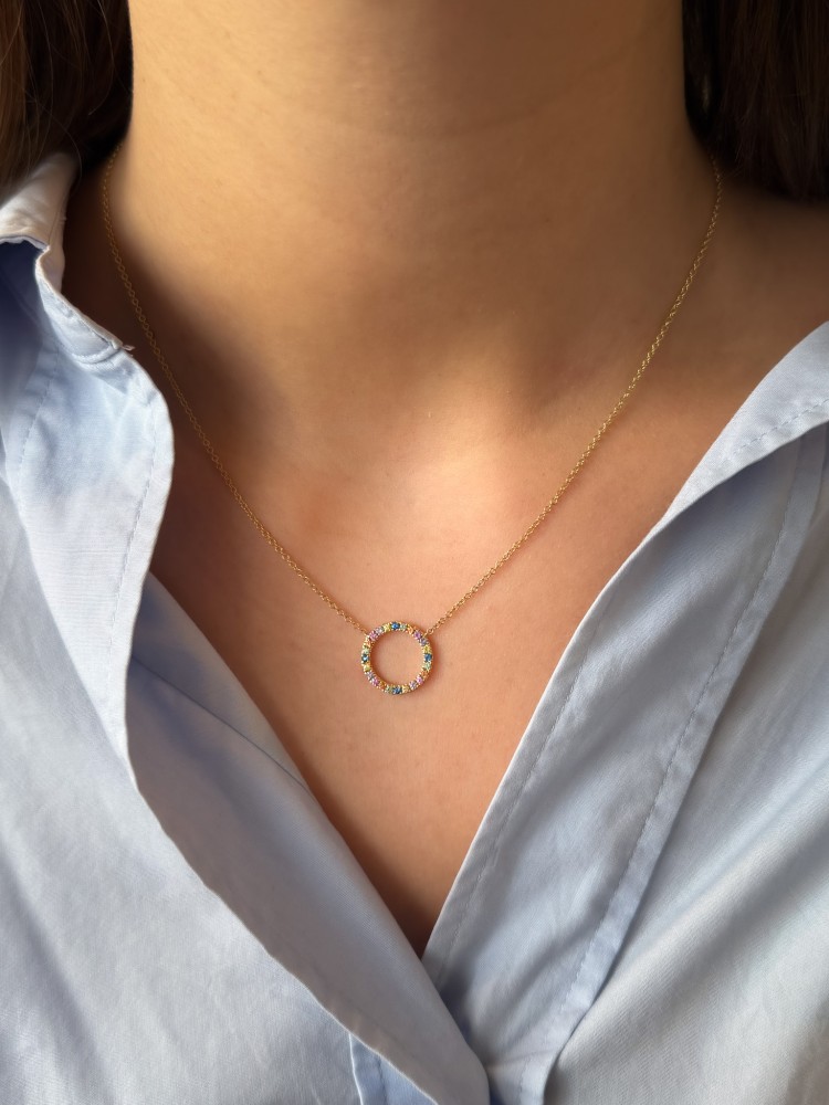Collier geelgoud saffier