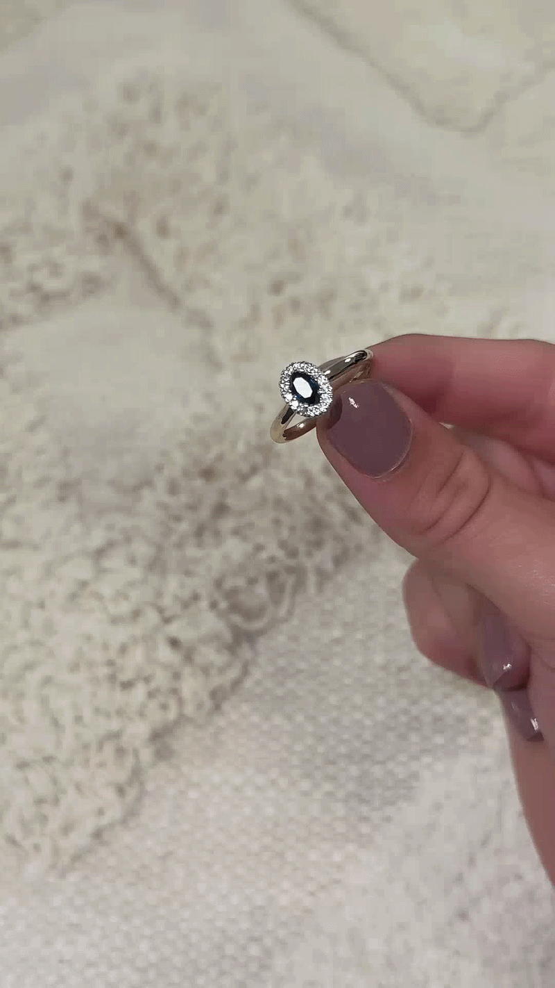 Bicolor ring met saffier en diamant - Afbeelding 3