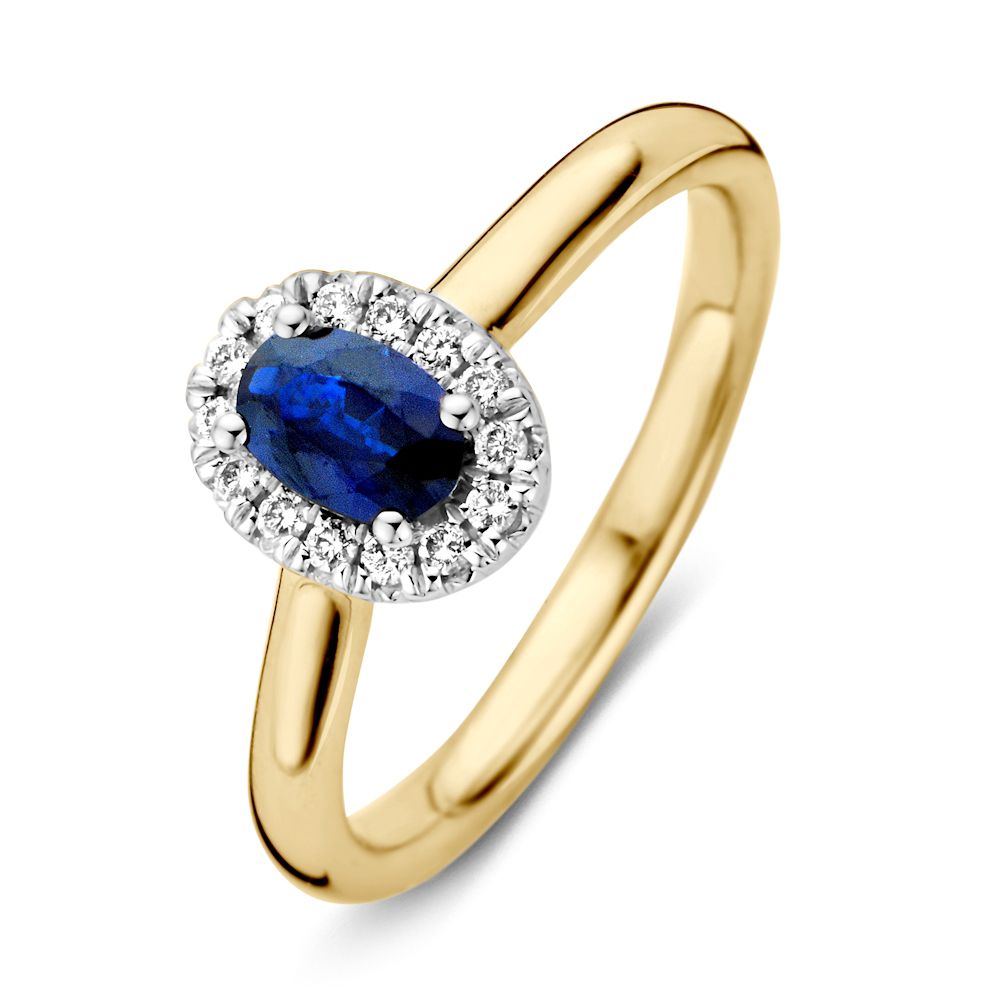 Bicolor ring met saffier en diamant - Afbeelding 2