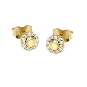 Gouden ronde oorstekers met zirkonia