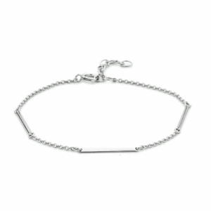 armband balkjes 1,6 mm 15,5 + 2,5 mm zilver gerhodineerd