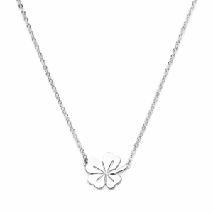 collier klaver 41 + 4 cm zilver gerhodineerd