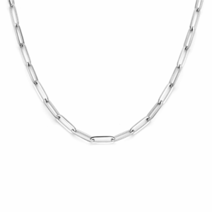 collier paperclip vierkante buis 5,0 mm 45 cm zilver gerhodineerd