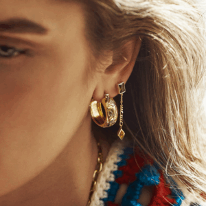 Flower Garland Stamped Hoop Earrings